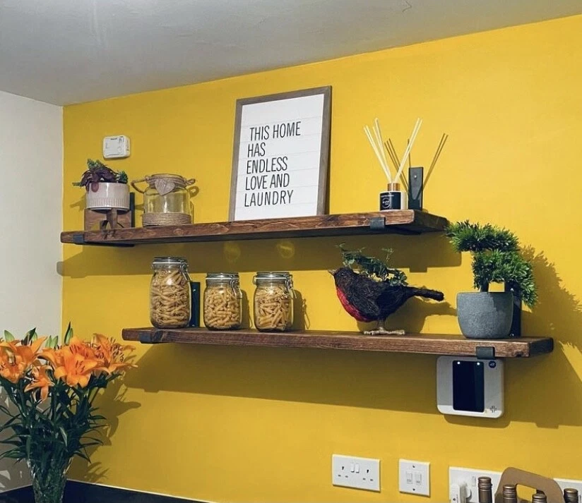 Scaffold Board Rustic Shelf | Wooden Handmade Shelves | Wall Hanging - Image 2 of 4