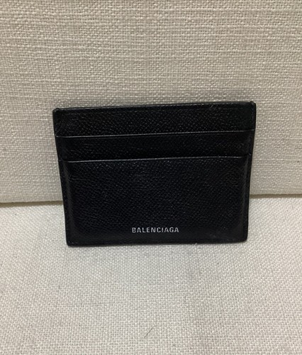 BALENCIAGA - Black Leather Credit Card Holder with contrast White Logo Stamp - Picture 3 of 8