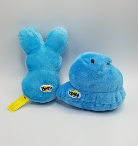 Peeps Bunny Plush Blue 9" And Chick Easter Stuff Peeps Lot Of 2 - Picture 8 of 12
