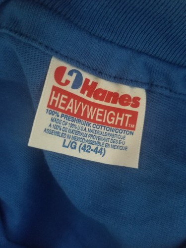Vintage HANES HEAVYWEIGHT T Shirt  Blue Blank Soft Thin 50/50 Tee MADE USA large - Picture 3 of 3