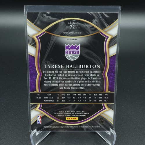 2020-21 PANINI SELECT NBA TYRESE HALIBURTON ROOKIE SILVER PRIZM CARD #72 - Picture 2 of 2