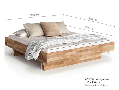 Massivholzbett Wangenbett Futonbett Schwebendes Bett ohneKT LÖWENBETT Holz Buche - Bild 37 von 38