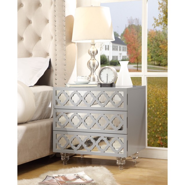 Mirrored 3 Drawer Nightstand Side Table Glossy Bedside Bedroom Acrylic Legs For Sale Online Ebay