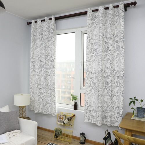 Leaf Pattern Curtain Living Bedroom Room Drape Window Curtain Home Decor - Picture 11 of 12