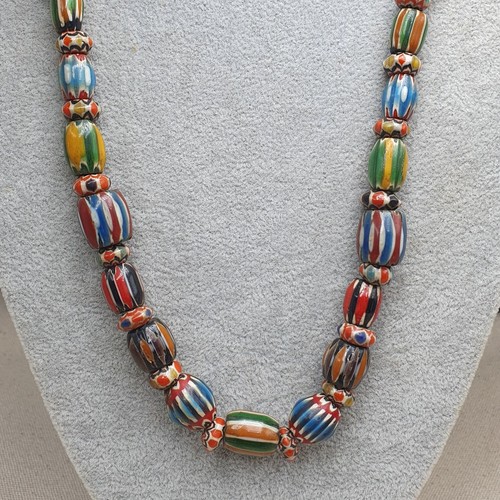 Venetian Style Vintage MultiColor Chevron Beaded Necklace - Picture 17 of 21