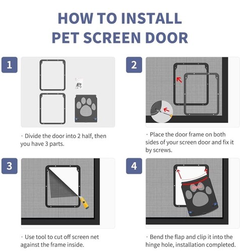 Enjoying Lockable Pet Screen 12x14" Inner Door w/Replacement Magnetic Flap Black - Picture 3 of 7