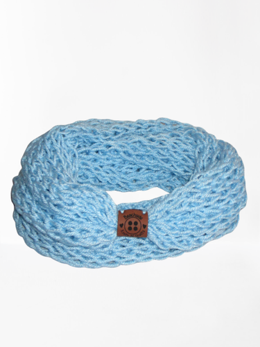Drop Stitch Open Knit Infinity Scarf - Light Blue Handmade - Picture 3 of 4