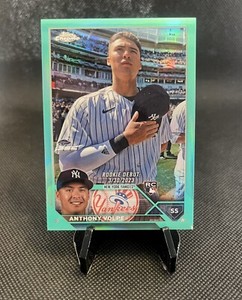 Anthony Volpe 2023 Topps Chrome Aqua /199 Rookie Debut Card Update USC35 Yankees