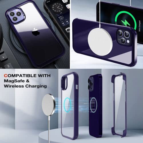 Case with Screen Protector Built in Tempered Glass for iPhone 12 Pro Max Blue - Picture 7 of 7