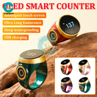 Muslim Smart Tasbih Tally Counter Ring Digital 5 Prayer Time Reminder Waterproof