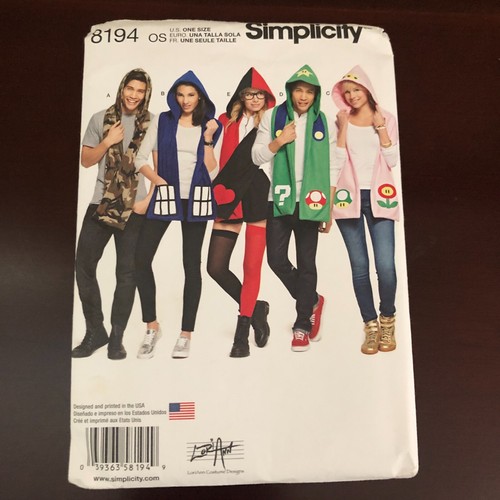 Simplicity New 8194 Sewing Pattern Hooded Scarf Wrap - Picture 1 of 4