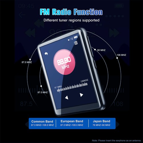 Bluetooth 5.0 MP4 MP3 Music Player 2.5" Full Touch HiFi Lossless Sound FM Radio - Picture 10 of 11