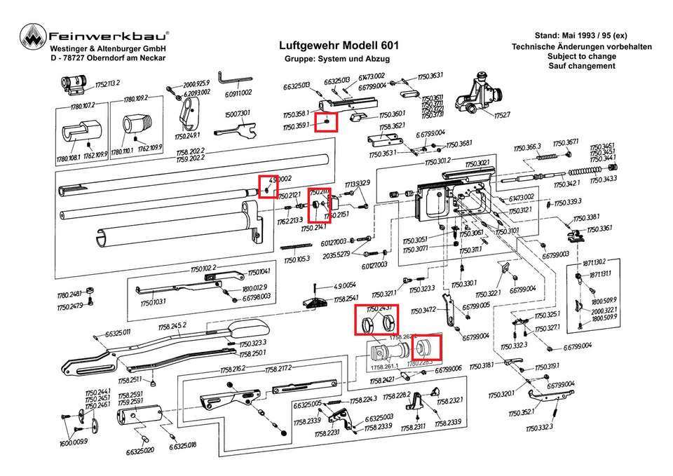 Feinwerkbau Mod. 600 / 601 Crank lever Air rifle Seals / Service kit eBay