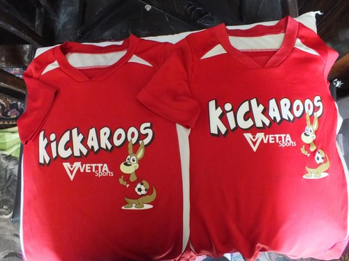 Boys Kickaroos T Shirts (2) red Youth  XS  and Youth 5 - Picture 1 of 3