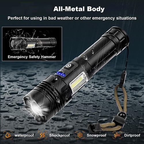 650000000 Lumen Super Bright LED Tactical Flashlight Rechargeable LED Work Light - Picture 11 of 14