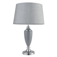Table Lamp Malham Large Classic Ceramic with Shade - Grey and Satin Silver