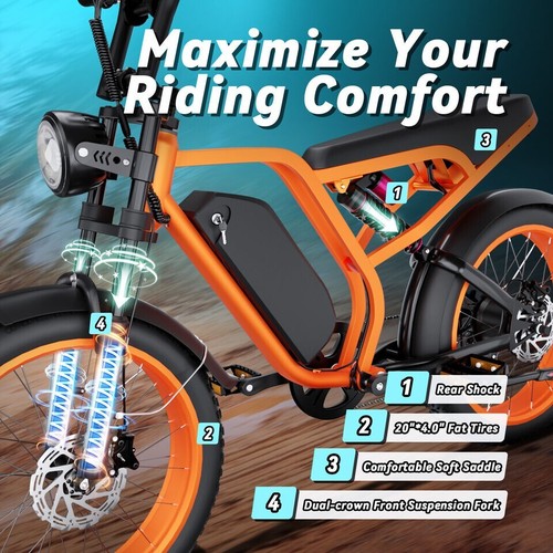 Electric-Bicycle 1500W/3000W Adults E-Bike 20'' Fat Tire Mountain MTB 20/46Ah UL - Picture 7 of 28