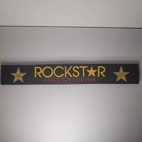 Rockstar Energy Heavy Rubber Bar Drip Mat Approx. 23.5” X 3.5” Black & Yellow