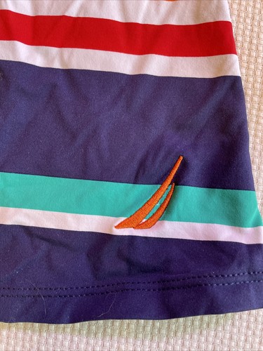Canotta donna NAUTICA nuova con etichetta nuoto imbottita multicolore a righe taglia M $88 - Foto 3 di 14