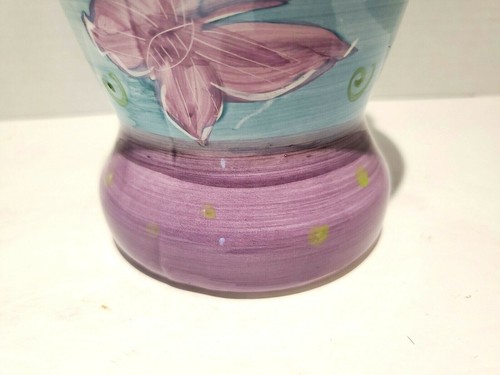 WCL Ceramic Vase Butterflies Roses Blue Pink 11" - Picture 4 of 12