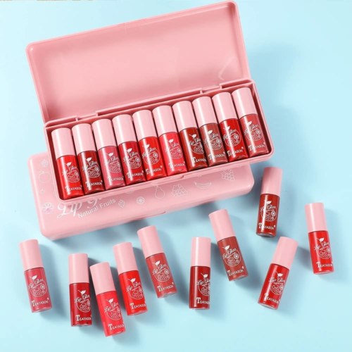 10 Colors Lip Tint Stain Set,Tint Stain Plumping Mini Liquid Lipstick, Watery Fi - Picture 9 of 12