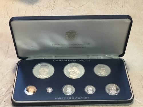 SILVER 1975 Coinage of The Republic of Panama 8 Coin Proof Set Original box COA - Picture 19 of 20