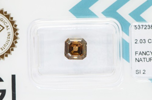Diamante Marrón Asscher Natural Elegante Color Suelto 2,03 Quilates Certificado IGI SI2 - Imagen 5 de 6