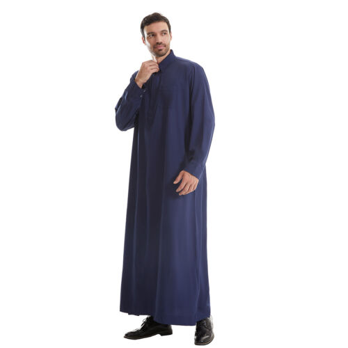 Hombre Medio Oriente Ropa Manga Larga Musulmán Islámico Cuello Redondo Caftán - Imagen 5 de 11