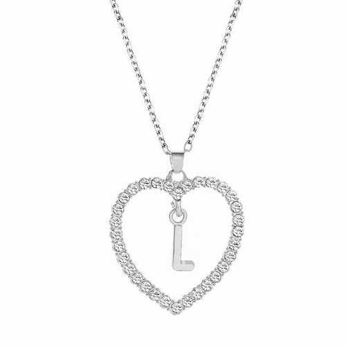 Collana Donna Argento Amore Cuore Iniziale Alfabeto Catena Cubica Ragazze - Foto 17 di 31