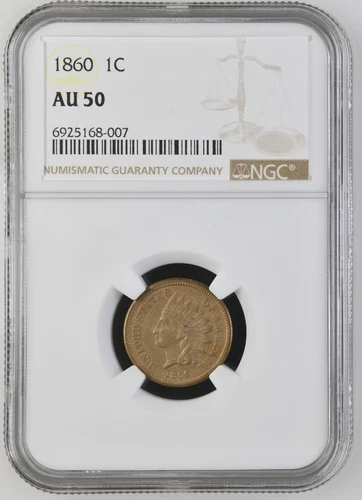 1860 1C Indian Head Cent Penny - NGC AU 50