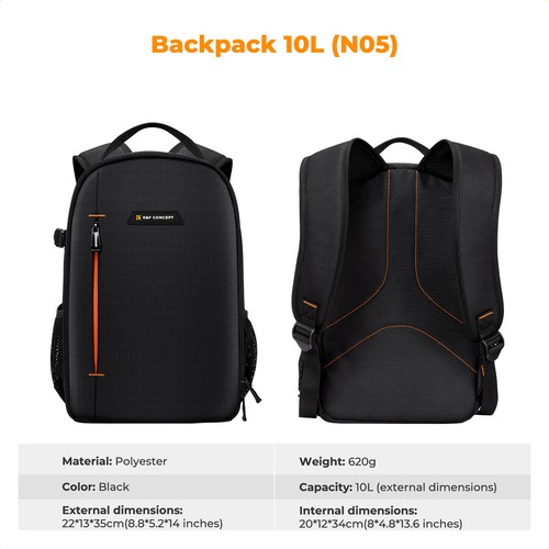 Mochila impermeable para cámara K&F Concept 10L para fotógrafos - Imagen 8 de 8