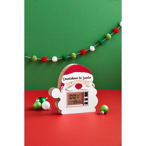 Mud Pie H4 Kids Christmas 6.75"x6.5" Santa Clock Countdown Santa Clock 10760446 - Picture 2 of 2