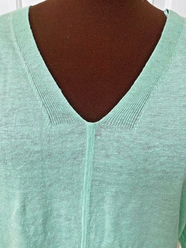 TALBOTS Double-V Linen sweater Top L Solid Green Dolman elbow sleeve NWT $80 - Bild 8 von 12