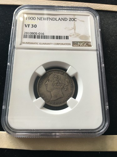 1900  NGC Graded Newfoundland, Silver ¢20 Cent, **VF-30** #016 - Picture 1 of 8