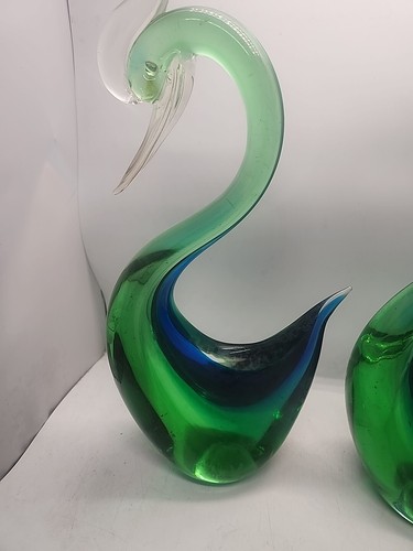 2 Vintage Murano Seguso Art Glass Duck Bird Sculpture Blue Green Hombre - Picture 2 of 10