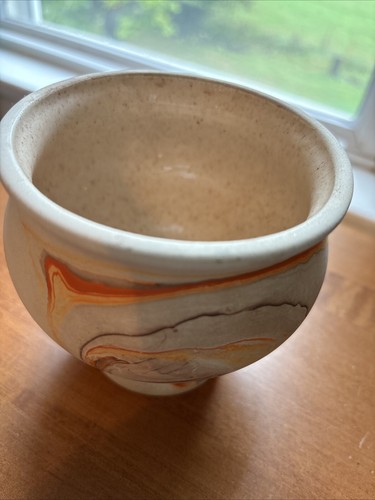 Nemadji Pottery Vase Pot Planter 4" x 4” Earthy Vintage Marble Swirl Clay - Picture 2 of 8
