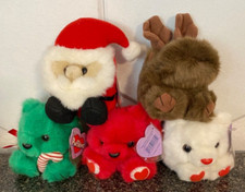 Vintage Puffkins Lot of 5, Santa, Elf, Moose, Hearts