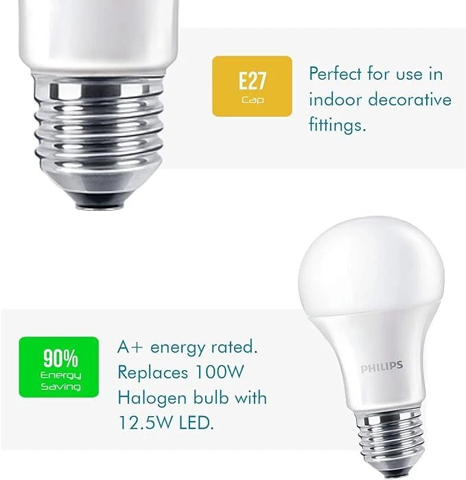 Philips LED GLS Light Bulbs 100W Cool White ES/E27 Screw Frosted 4000K Non-Dim - Image 2 of 4
