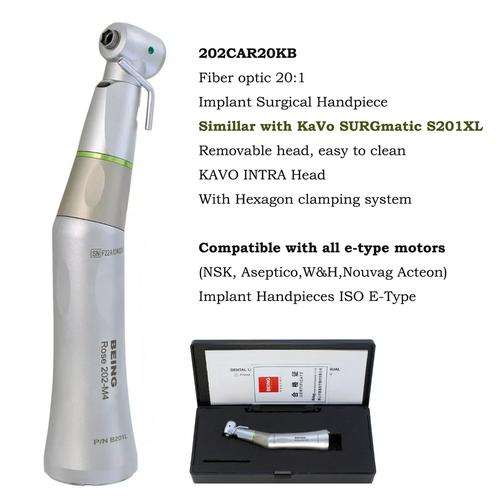 BEING Dental Implant Surgical Handpiece 20:1 Contra Angle 1:1 Straight Nose Cone - Picture 3 of 66