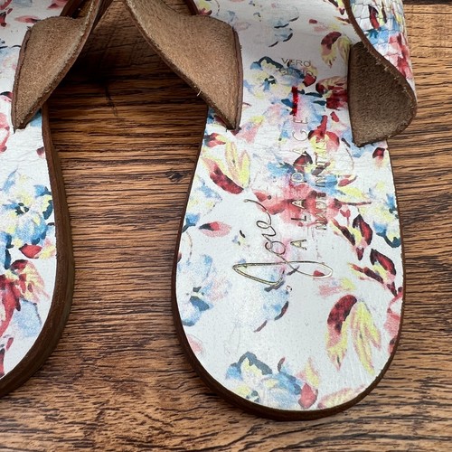 Joie A La Plage Sandals 37/7 Nice Thong Flip Flops Floral Multi Leather Open Toe - Picture 5 of 7