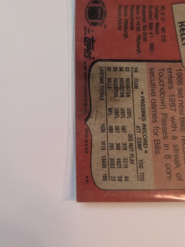 Tarjeta de fútbol americano 1987 Topps Set-Break #362 Jim Kelly RC EXCELENTE/nm - Imagen 11 de 14