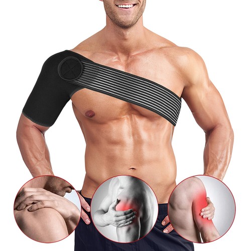 Ajustable Shoulder Brace Support Belt Band Dislocation Neoprene Pain Relief Men - Picture 1 of 13