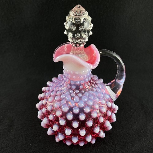 Vintage Fenton Art Vetro Mirtillo Opalescente Piano Cottura Cruet 6,5" Alto - Foto 11 di 18