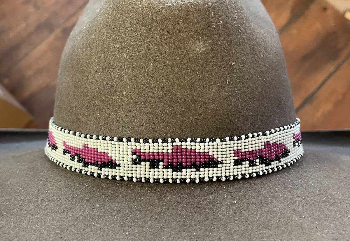 Fly Fishing Trout Fish BEADED HAT BAND Bass PINK CAMO HATBAND