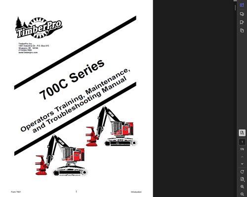 TIMBER PRO 755C FORWARDER HARVESTER OWNERS MAINTENACE PARTS MANUAL PDF ON USB - Picture 2 of 3