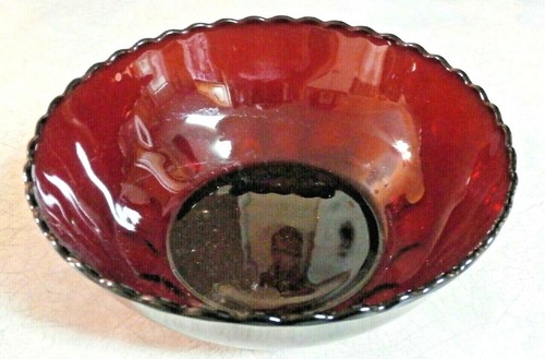 ANCHOR HOCKING RUBY RED THUMPRINT SERVING BOWL-8" IN DIAMETER - Picture 6 of 7
