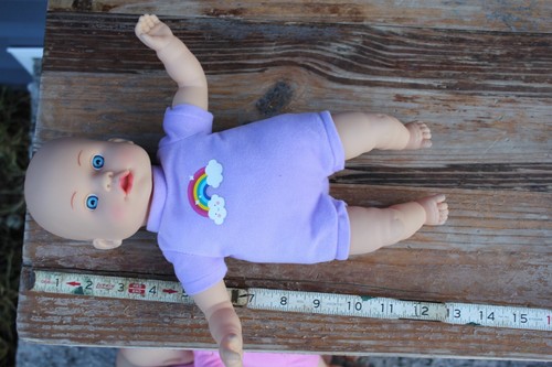 Baby Girl Doll Soft Body Vinyl Head 14” 2008 CITITOY Purple Rainbow Blue Eyes - Picture 2 of 7