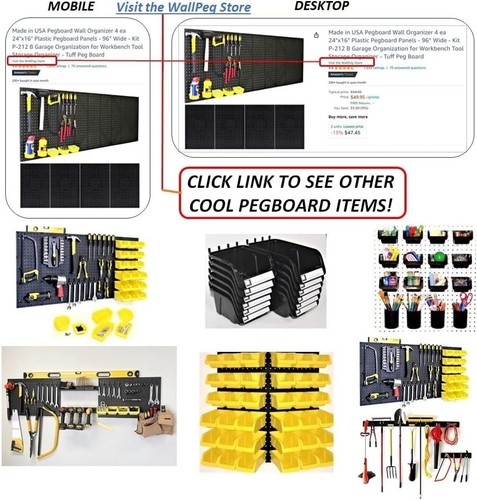 48 Wide Pegboard Kit with 2 Panels & 25 Locking Peg Board Hooks and Panel Set - - Picture 6 of 8