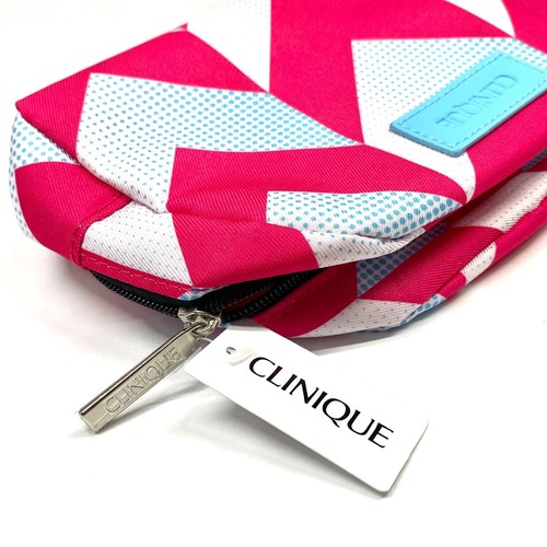 Bolsa de Maquillaje Clinique Blanco Azul Rosa Caliente Color Estampado de Flechas Organizador Bolsa con Cremallera - Imagen 4 de 4