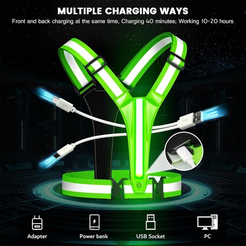 LED Warnweste Fahrrad Reflektorweste Laufweste Leuchtweste Reflektierende Weste - Bild 5 von 19